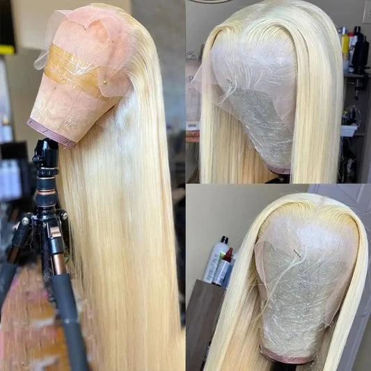 360 Full Lace Front Straight Wig Pre Plucked13x4 Hd Lace Front Wig Brazilian 613 Blonde Colored Wigs 180 Density For Women Daily
