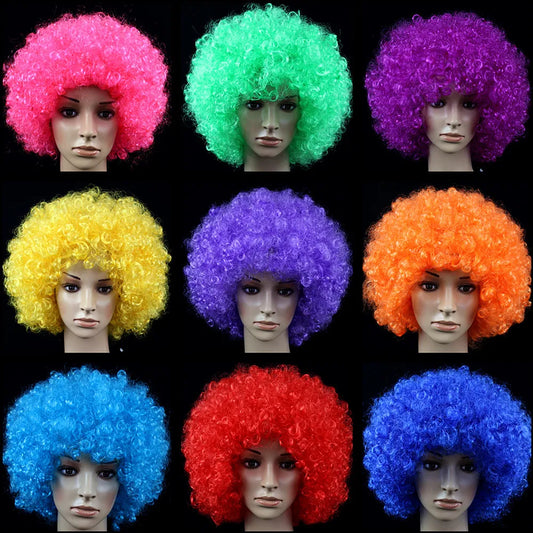Women Curly Cosplay Wig Short Wavy Curly Hair Colorful Synthetic Wig For Daily Party Men Football Fan Wearing Kids Wigs