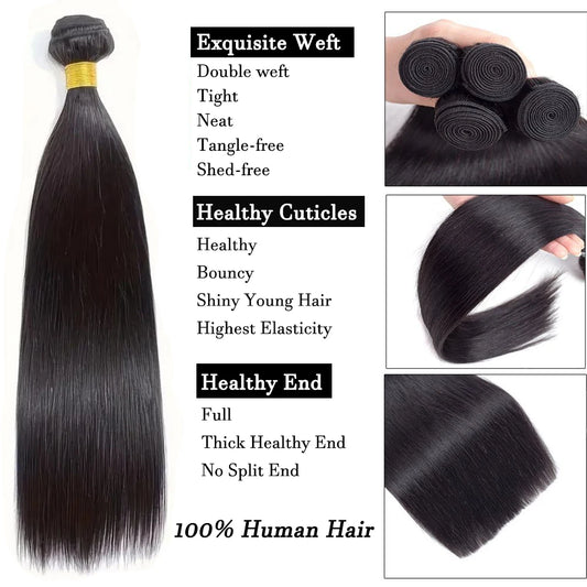 8-32 Inch Straight Human Hair Bundles Unprocessed Brazilian Virgin Hair Weave Bundles 100% Human Hair Extensions 1pc Bundle