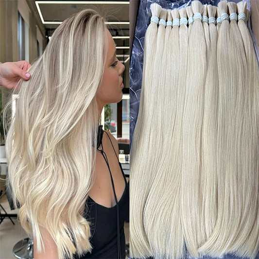 Blonde Straight Human Hair Bulks 100% Natural Human Hair Extension No Weft Natural Black Bundles Brazilian Hair 613 For Braiding