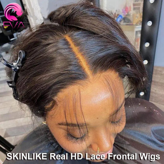 Eva Hair HD Lace Full Frontal Wigs 180% Straight 5x5 HD Lace Closure Wigs Human Hair Wigs Skins Melted Remy Brazilian For Woman