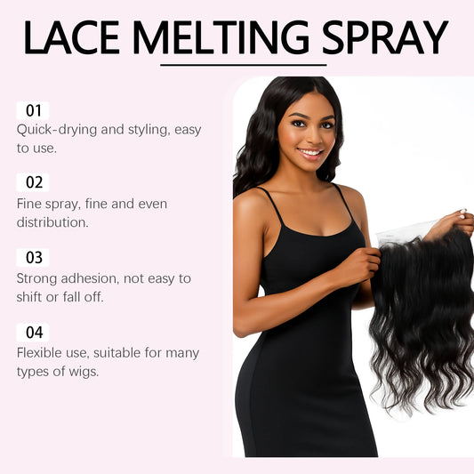 Wig Adhesive Spray Lace Melt  No sensation Invisible Hold Quick Dry Waterproof Wig Glue Spray Gentle Formula Easy Removal