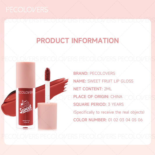 1PC Fruity Flavor of Lip Gloss, Moisturizing, Nourishing, Natural, Watery, Long-lasting, Waterproof, Sweat-proof, Anti-smudge