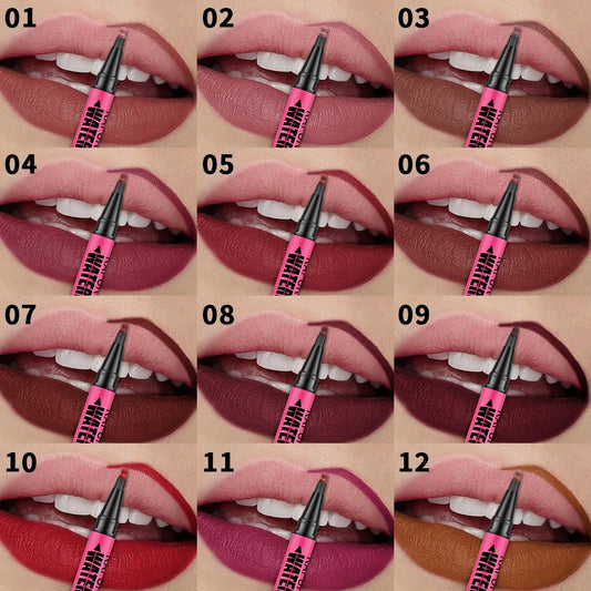 Lip Liner Waterproof, Sweatproof, Matte Multi-color Correcting Liquid Lipstick Pen Sexy Red Brown Lip Makeup for Women Gifts