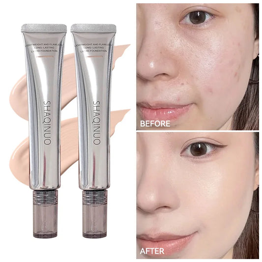 Women light through flawless makeup foundation liquid, concealer whitening, a touch of makeup, no card powder, lasting makeup