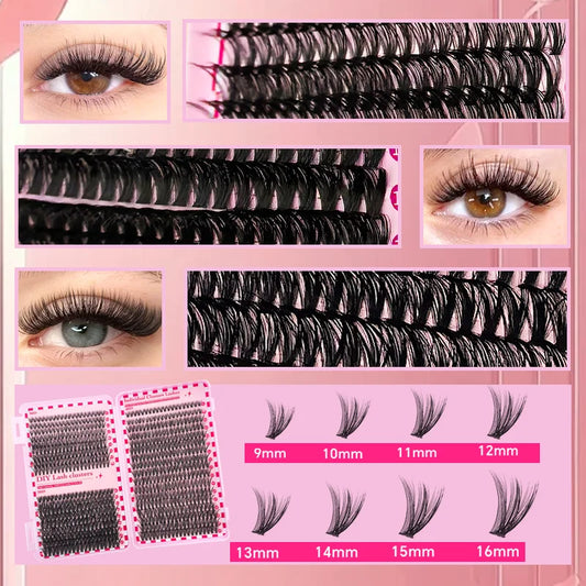 Lash Extension Book Kit 30D 40D 50D D Curl Cluster Lashes Mixed Natural & Voluminous Styles Reusable Beginner-Friendly for Daily