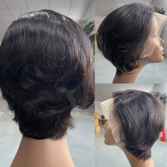 13x4 Lace Front Wig Human Hair Wig Short Pixie Cut Bob with Looking Lace Front Wig for Short Bob Wigs with Hairline