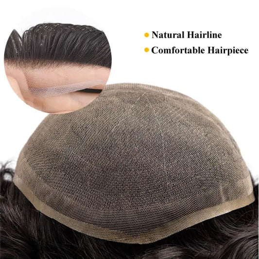 Full Lace Toupee Human Hair | Men's Breathable Wig, For Gym Workouts & Physical Activities