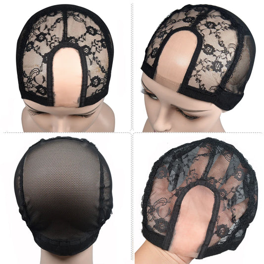 U Part Wig Cap With Lace wig hair Net For Making Wigs With Adjustable Straps Glueless Weaving Caps Mesh Wig Cap Hairnets